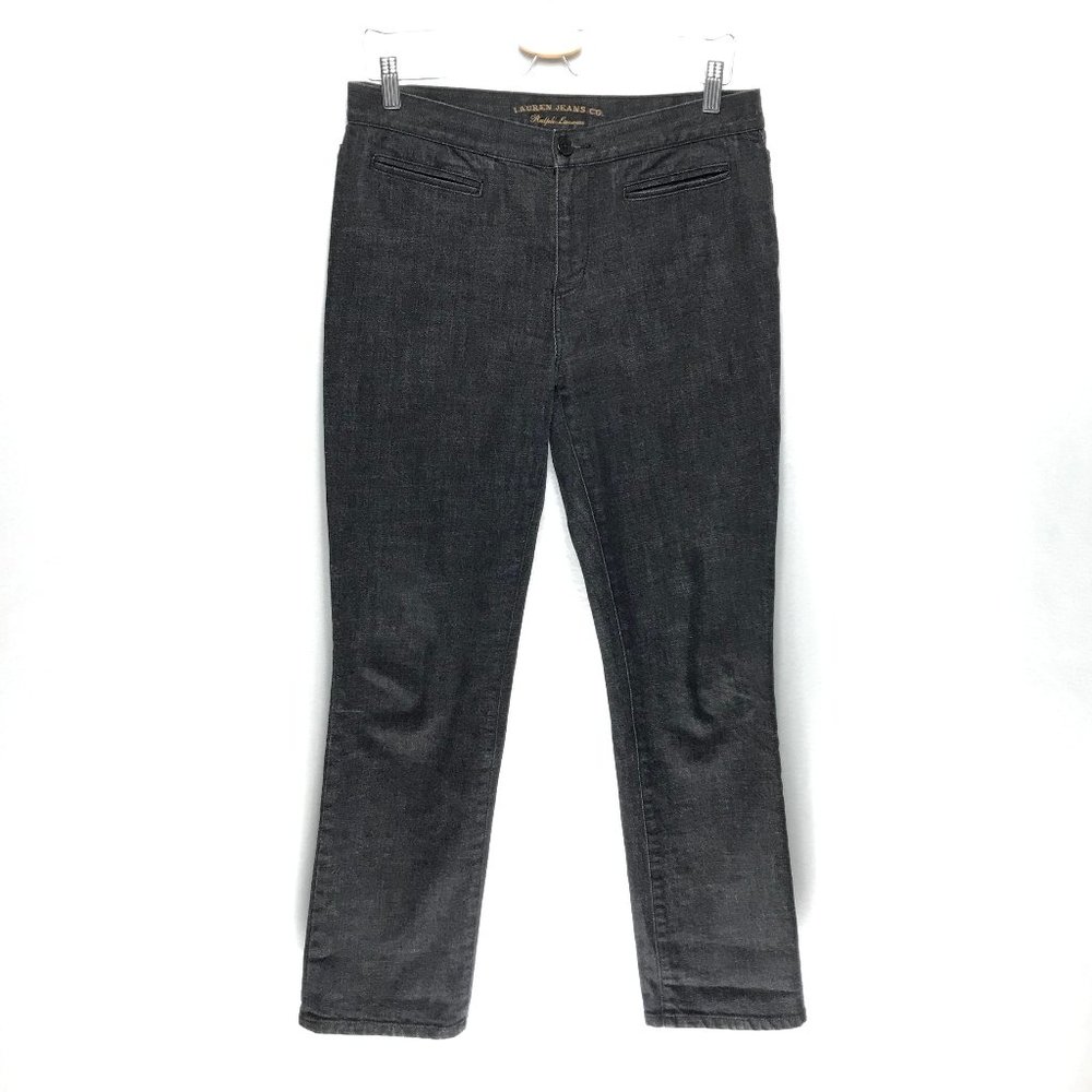 Ralph Lauren Jeans Womens 8P Black Denim Pants Straight Leg Mid Rise W32